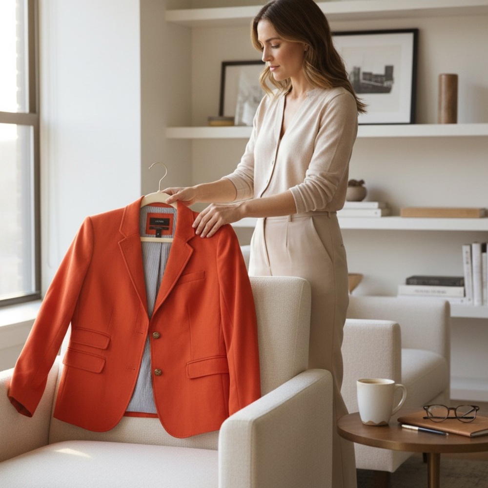 J.Crew Schoolboy Wool Blazer in Orange. Size 2 (XS) - Picture 11 of 12